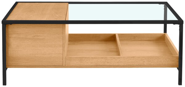 KONFERENČNÝ STOLÍK, číra, čierna, farba duba, drevo, kov, sklo, kompozitné drevo, 110/60/40 cm Waldwelt - Stolíky do obývačky