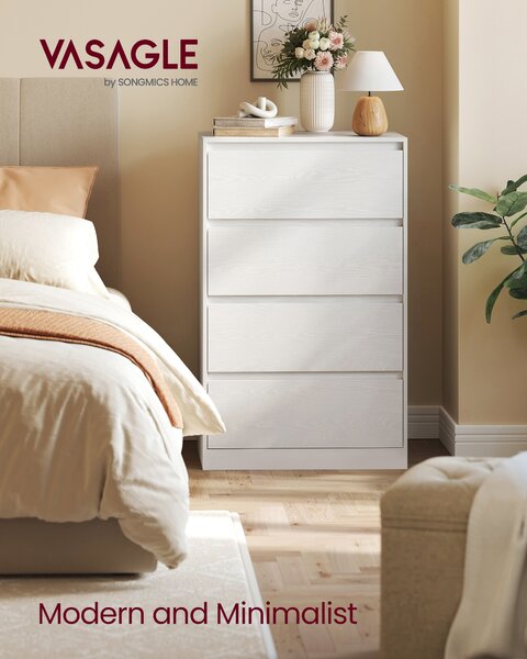 VASAGLE Komoda KAILYN 4 zásuvky 60 x 97 x 40 cm biela