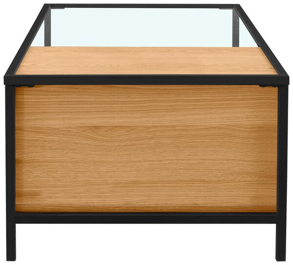 KONFERENČNÝ STOLÍK, číra, čierna, farba duba, drevo, kov, sklo, kompozitné drevo, 110/60/40 cm Waldwelt - Stolíky do obývačky