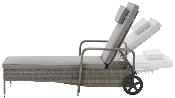 Polohovateľné ratanové lehátko BestBerg BBRF-1142G / sivá