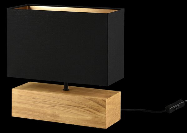 Trio R50181080 stolné svietidlo Woody 1x60W | E27 - káblový spínač, drevo, čierna