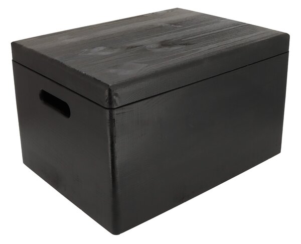 ČistéDřevo Drevený box s viekom 40 x 30 x 23 cm - čierny
