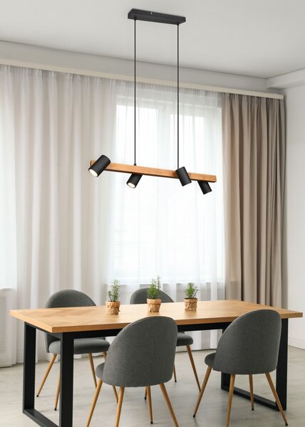 Trio 312490432 závesné bodové stropné svietidlo Marley 4x35W | GU10 - drevo, čierna