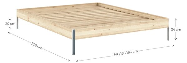 Hnedá dvojlôžková posteľ z borovicového dreva s roštom 140x200 cm Core – Karup Design
