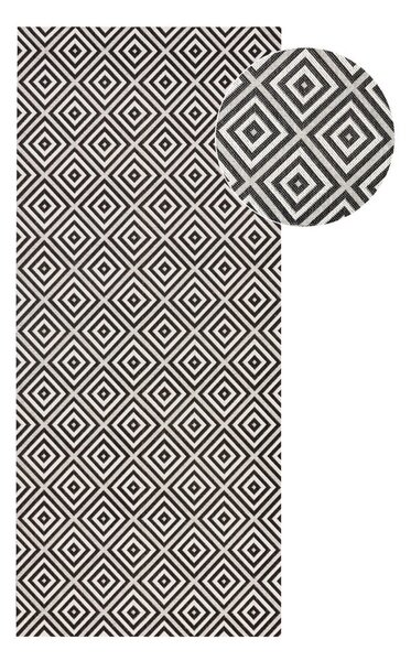 Čierno-biely vonkajší koberec NORTHRUGS Karo, 80 × 200 cm