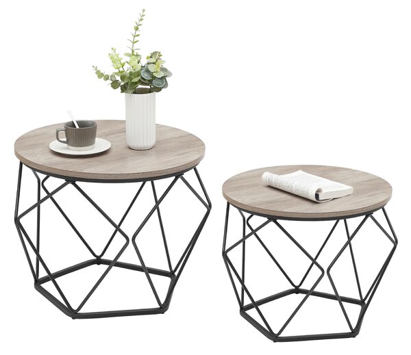 SADA KONFERENČNÝCH STOLÍKOV, čierna, sivobéžová, kov, kompozitné drevo, 50-40/50-40/40-36 cm MID.YOU - Stolíky do obývačky, Online Only