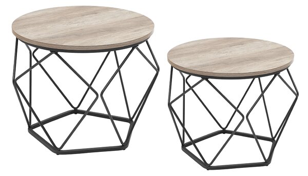 SADA KONFERENČNÝCH STOLÍKOV, čierna, sivobéžová, kov, kompozitné drevo, 50-40/50-40/40-36 cm MID.YOU - Stolíky do obývačky, Online Only