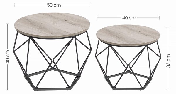 SADA KONFERENČNÝCH STOLÍKOV, čierna, sivobéžová, kov, kompozitné drevo, 50-40/50-40/40-36 cm MID.YOU - Stolíky do obývačky, Online Only