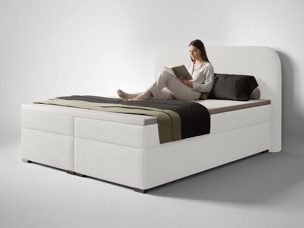 Jednolôžková boxspring posteľ s úložným priestorom Gavin 120x200 - biela