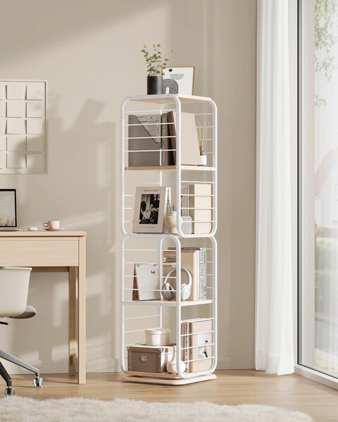 REGÁL, biela, béžová, uhlíková oceľ, 43/158/43 cm Boxxx - Online Only drobný nábytok, Online Only
