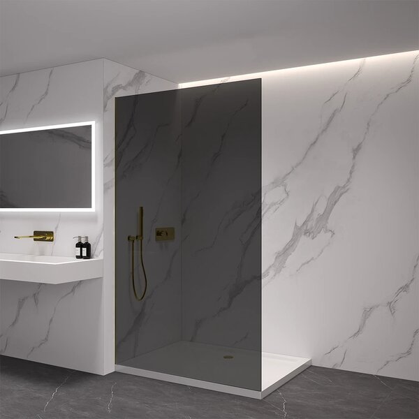 CERANO - Sprchová zástena Walk-in Crystal Ľ/P - 8 mm - bezvzperový systém - zlatá, grafitové sklo - 60x200 cm