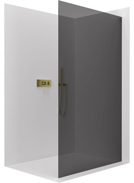 CERANO - Sprchová zástena Walk-in Crystal Ľ/P - 8 mm - bezvzperový systém - zlatá, grafitové sklo - 60x200 cm