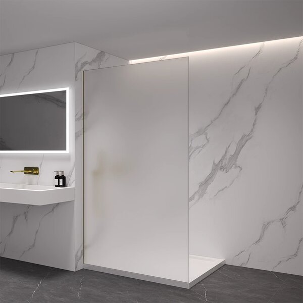 CERANO - Sprchová zástena Walk-in Crystal Ľ/P - 8 mm - bezvzperový systém - zlatá, mliečne sklo - 50x200 cm
