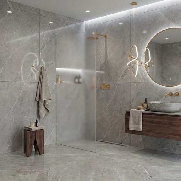 CERANO - Sprchová zástena Walk-in Crystal Ľ/P - 8 mm - bezvzperový systém - zlatá, mliečne sklo - 50x200 cm