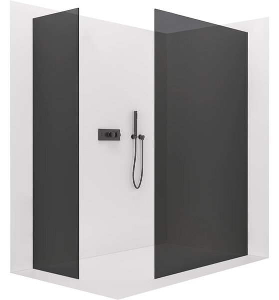 CERANO - Sprchová zástena Walk-in Crystal TL/P - 8 mm - bezvzperový systém - zlatá, grafitové sklo - 50x50x200 cm
