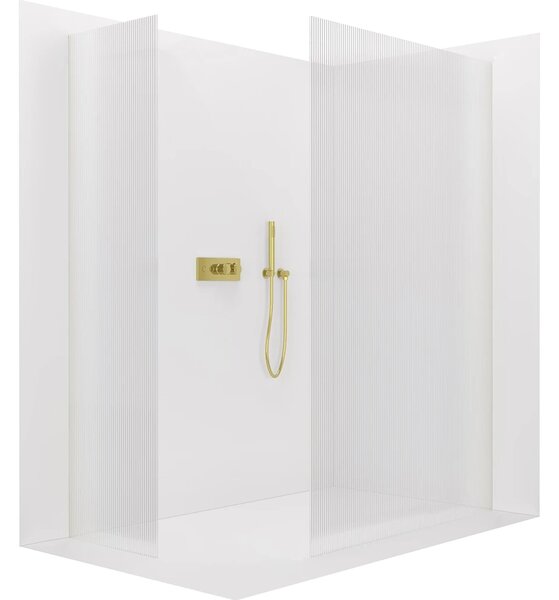 CERANO - Sprchová zástena Walk-in Crystal TL/P - 8 mm - bezvzperový systém - zlatá, ryhované sklo - 50x50x200 cm