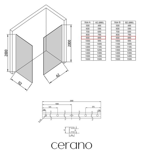 CERANO - Sprchová zástena Walk-in Crystal TL/P - 8 mm - bezvzperový systém - zlatá, industriálne sklo - 90x90x200 cm
