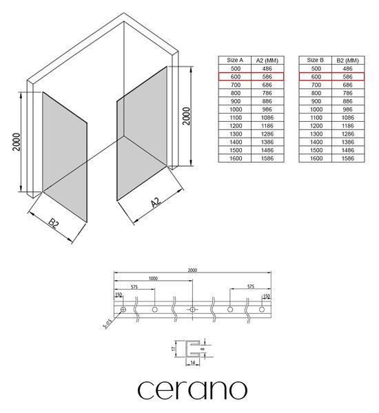 CERANO - Sprchová zástena Walk-in Crystal TL/P - 8 mm - bezvzperový systém - zlatá, transparentné sklo - 60x60x200 cm
