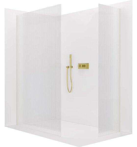CERANO - Sprchová zástena Walk-in Crystal TL/P - 8 mm - bezvzperový systém - zlatá, ryhované sklo - 50x50x200 cm