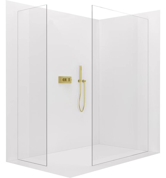 CERANO - Sprchová zástena Walk-in Crystal TL/P - 8 mm - bezvzperový systém - zlatá, transparentné sklo - 60x50x200 cm