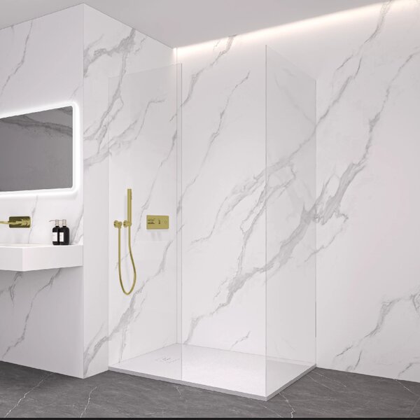 CERANO - Sprchová zástena Walk-in Crystal TL/P - 8 mm - bezvzperový systém - zlatá, transparentné sklo - 60x50x200 cm