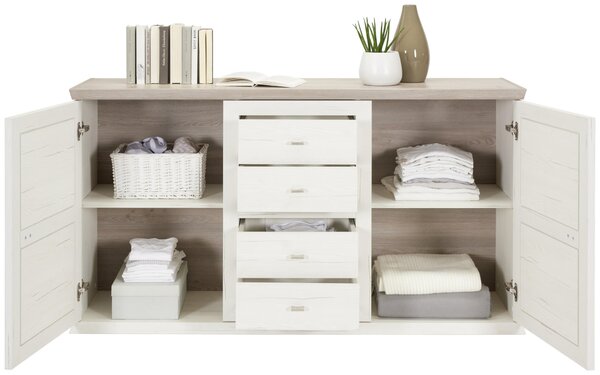 ŠIROKÁ KOMODA, sivá, biela, 160/89/43 cm Hom`in - Komody