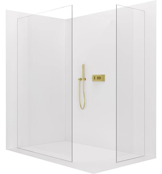 CERANO - Sprchová zástena Walk-in Crystal TL/P - 8 mm - bezvzperový systém - zlatá, transparentné sklo - 60x50x200 cm
