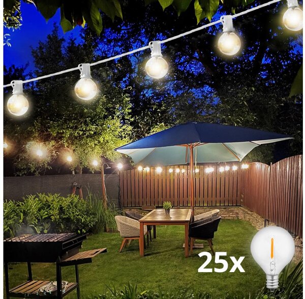 Brilagi - LED Vonkajší dekoračný reťaz GIRLANDA 25xE12 20m biela IP44 teplá biela