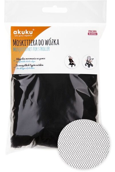 Čierna sieťka proti hmyzu na kočík, akuku