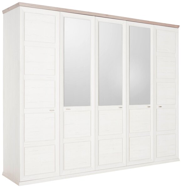 SKRIŇA SO ZRKADLOM, sivá, biela, 255/209/60 cm Hom`in - Skrine