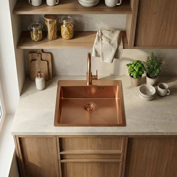 Oceľové umývadlo Leo 50 BRUSH COPPER