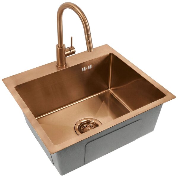 Oceľové umývadlo Leo 50 BRUSH COPPER