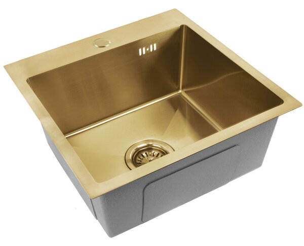 Rea Leo, 1-komorový oceľový drez 400x450x185 mm, zlatá matná, ZLE-06001