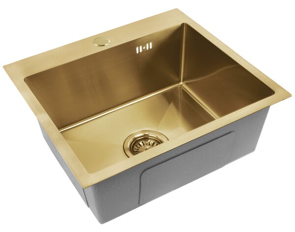Rea Leo, 1-komorový oceľový drez 500x450x185 mm, zlatá matná, ZLE-06004