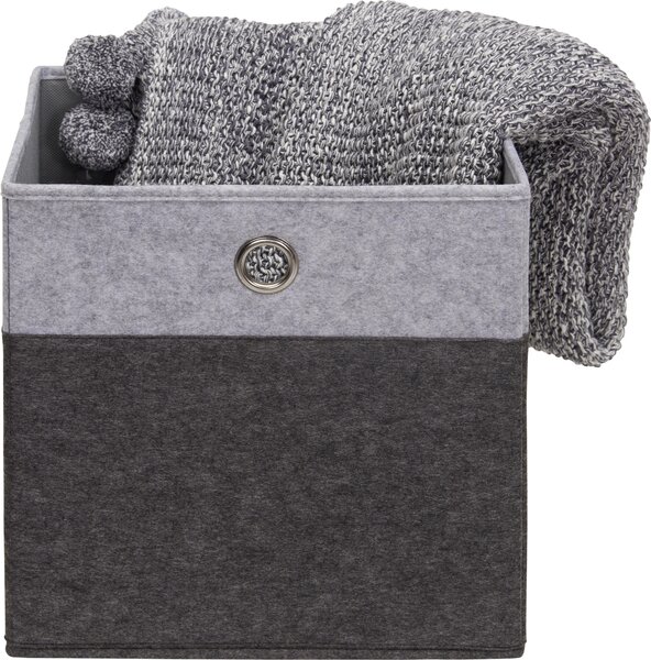SKLADACÍ BOX, kov, textil, kartón, 32/32/32 cm Carryhome - Úložné boxy & dekoračné boxy