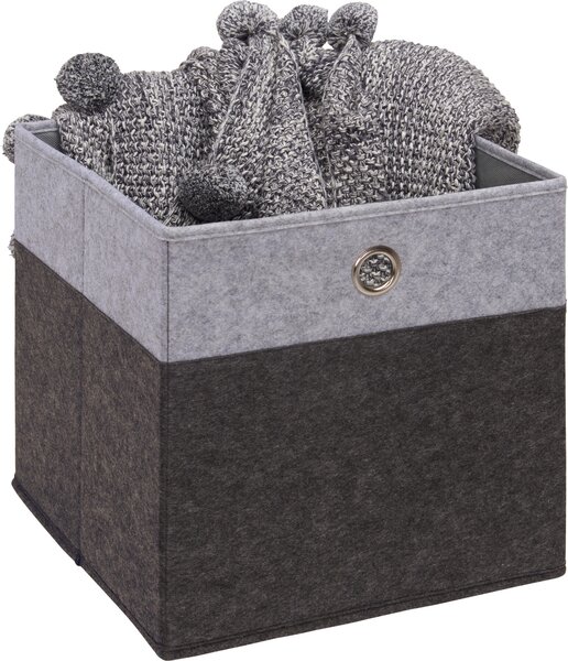 SKLADACÍ BOX, kov, textil, kartón, 32/32/32 cm Carryhome - Úložné boxy & dekoračné boxy