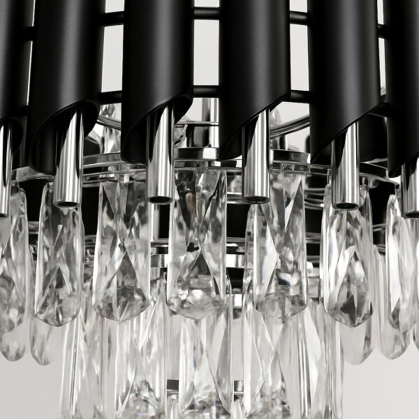 Luster na reťazi CRISTAL 5xE14/10W/230V čierna/matný chróm