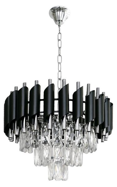 Luster na reťazi CRISTAL 5xE14/10W/230V čierna/matný chróm