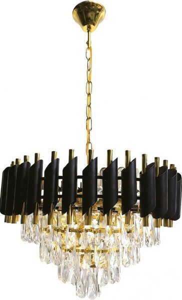 Luster na reťazi CRISTAL 7xE14/10W/230V čierna/zlatá