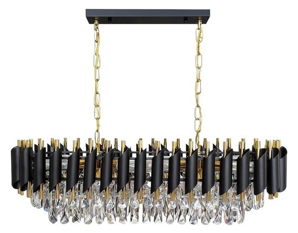 Luster na reťazi CRISTAL 10xE14/10W/230V čierna/zlatá