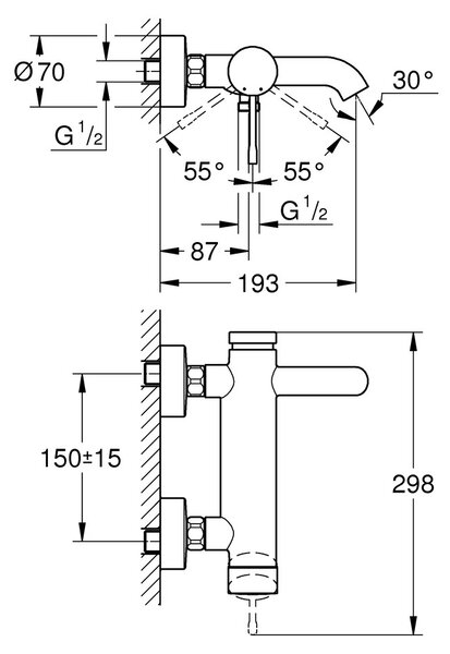 GROHE Essence - Páková vaňová batéria, chróm 33624001