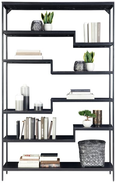 REGÁL, čierna, železo, 120/190/30 cm Ambia Home - Regály
