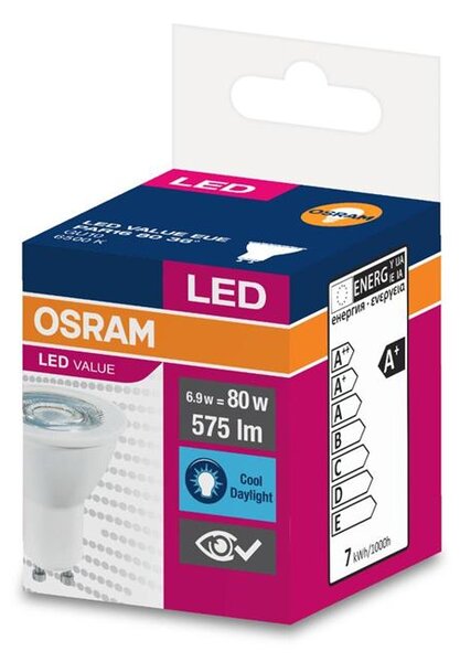 Žiarovka OSRAM® LED GU10 80 (ean8821) 36° 6,9W/6500K Value PAR16