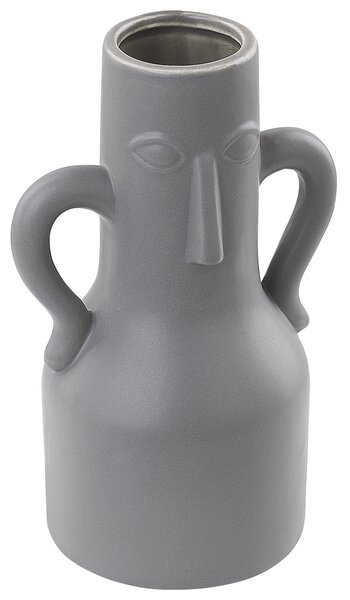 Váza na kvety sivá porcelánová abstraktný dizajn motív tváre maľovaný povrch moderný štýl doplnky dekorácie