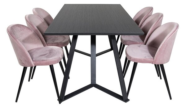 Marina Velvet stolová súprava čierna/ružová