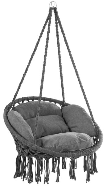 Závesné kreslo BOHO s vankúšmi, Ø61cm, antracitová Jurhan