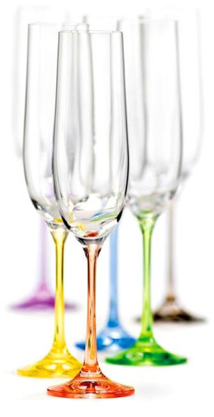 Bohemia Crystal Farebné poháre na šampanské Rainbow 40729/D4641/190ml (set po 6ks)