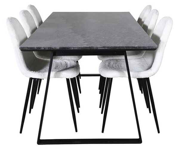 Estelle Polar Fluff stolová súprava mramor čierna/biela