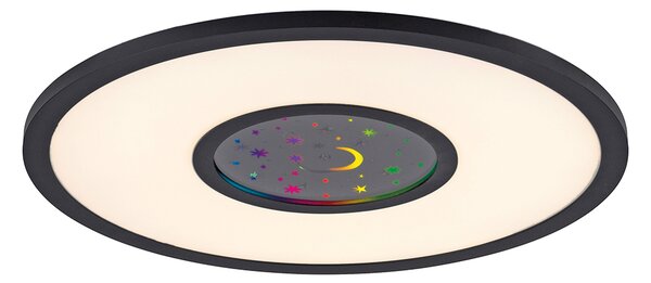 Stropné svietidlo čierne vrátane LED RGBW s diaľkovým ovládaním - Plamen