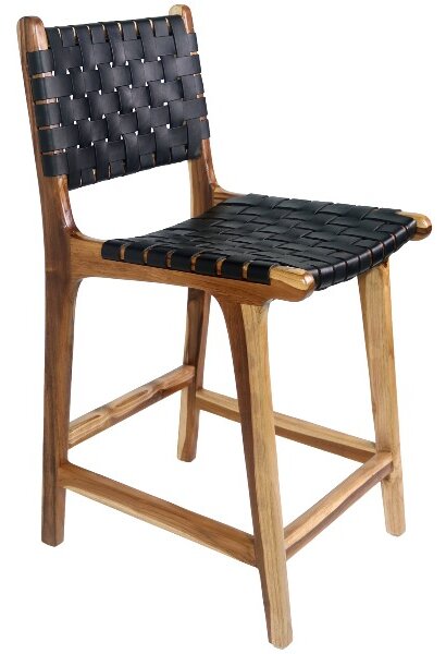 Perugia barová stolička v čiernej koži